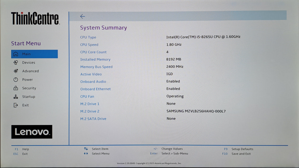 Lenovo ThinkCentre M90n-1 Intel Core i5-8265U, 8GB DDR4, 256GB NVMe, Wi-Fi