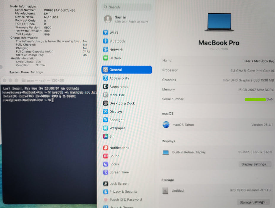 Apple MacBook Pro 16" 2019 A2141 i9-9880H 16GB DDR4 1TB SSD