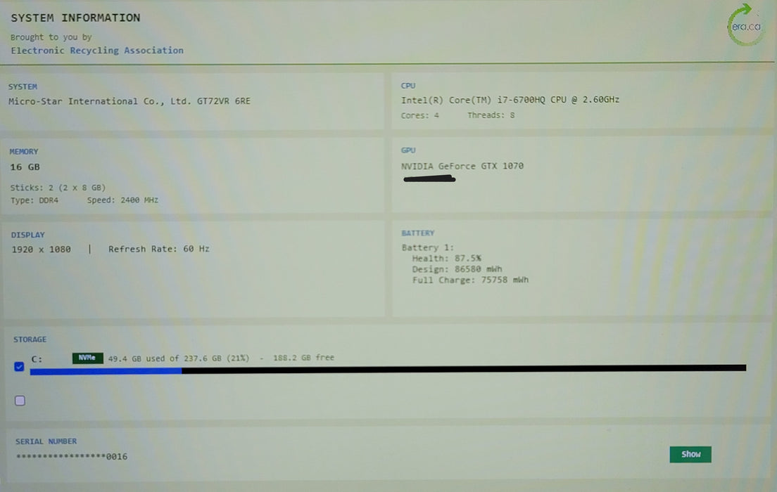 MSI GT72VR Dominator Pro i7-6700HQ 16GB DDR4 GTX 1070 256GB NVMe