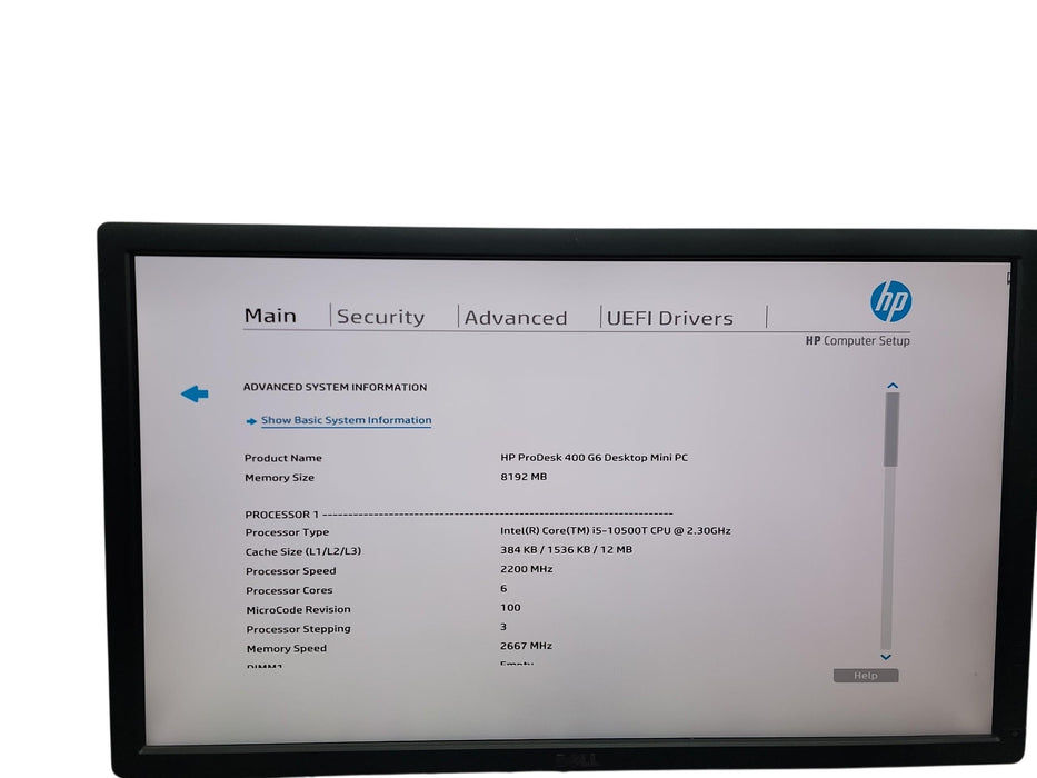 HP ProDesk 400 G6 Mini i5 -10500T @ 2.30GHz 8GB DDR4 Ram No HDD