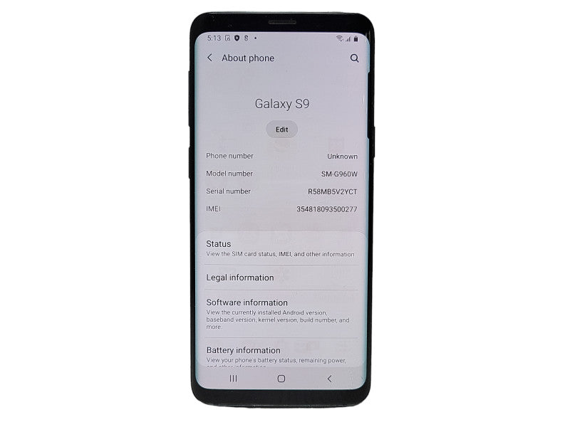 Samsung Galaxy S9 64GB (SM-G960W) READ $