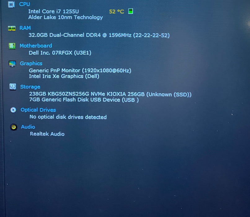 Dell Latitude 3570 Core i7-1255U 1.70GHz 32GB RAM 256GB SSD