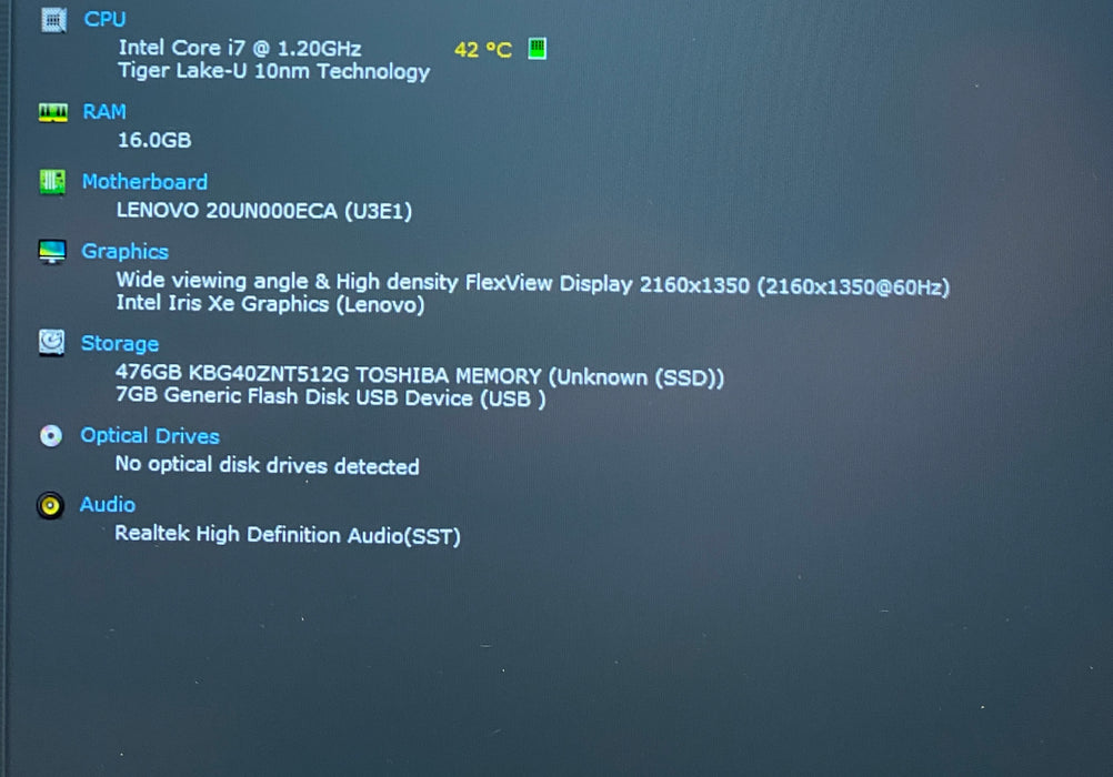 Lenovo ThinkPad X1 Nano Gen 1 i7-1160G7 16GB RAM 512GB SSD French Keyboard