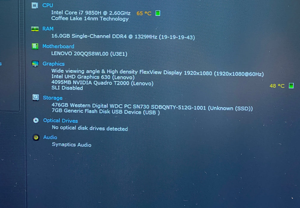 Lenovo ThinkPad P53 i7-9850H QUADRO T2000 4GB GPU 16GB RAM 512GB SSD READ!