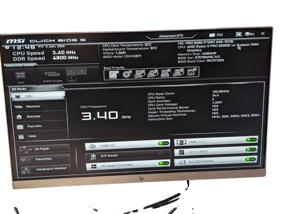 Custom PC MSI PRO B650 -P WiFi AMD Ryzen 5 8500GE AM5 16GB DDR5 500GB NVMe
