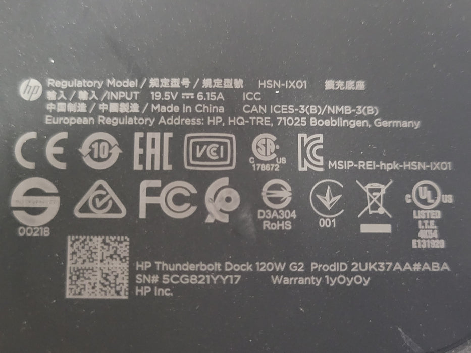 Lot of 14x HP Thunderbolt Dock 120W G2 HSN-IX01, No Power adapter