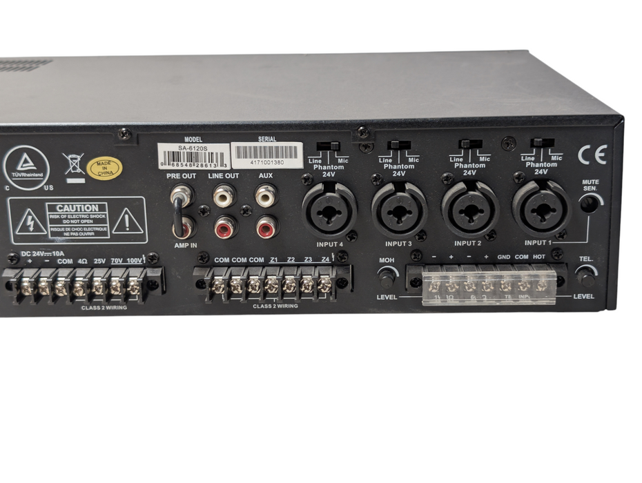 AMX SA-6120S PA Mixer 4 Zone Power Amplifier 120W RMS 70V 100V