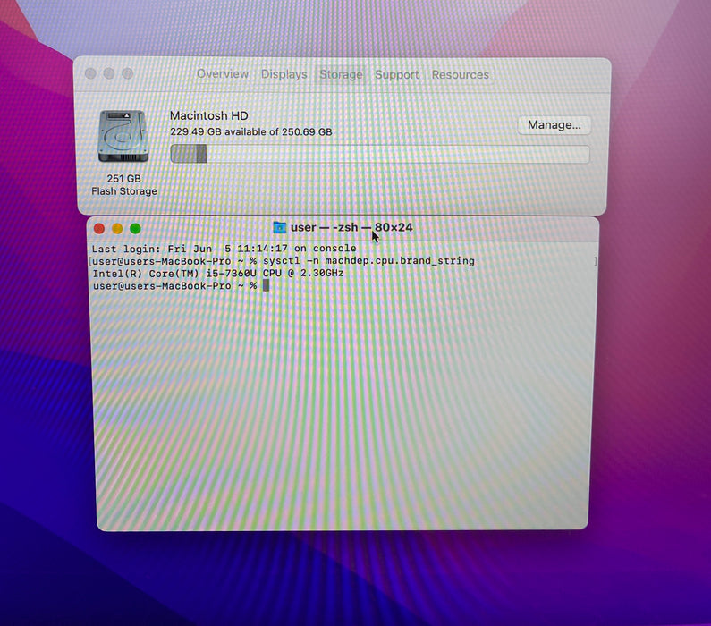 Apple MacBook Pro 13" 2017  i5-7360U 8GB RAM 256GB SSD No Power Adapter READ!