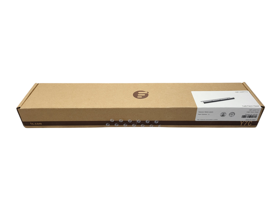 FS Cat6 Unshielded Coupler Patch Panel 24-Port 1RU Cable Management Bar Included