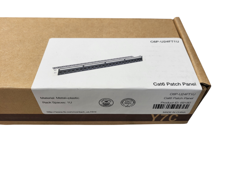FS Cat6 Unshielded Coupler Patch Panel 24-Port 1RU Cable Management Bar Included