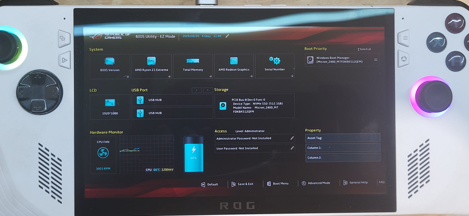 ASUS ROG Ally RC71L Ryzen Z1 Extreme |16GB | 512GB SSD Handheld Gaming PC READ