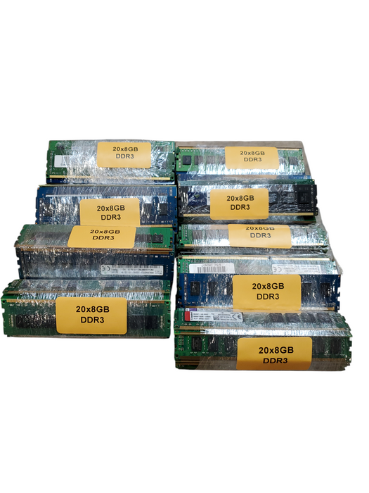 Lot of 180x , Assorted Brands 8GB DDR3 Desktop RAM NON-HEAT SINK