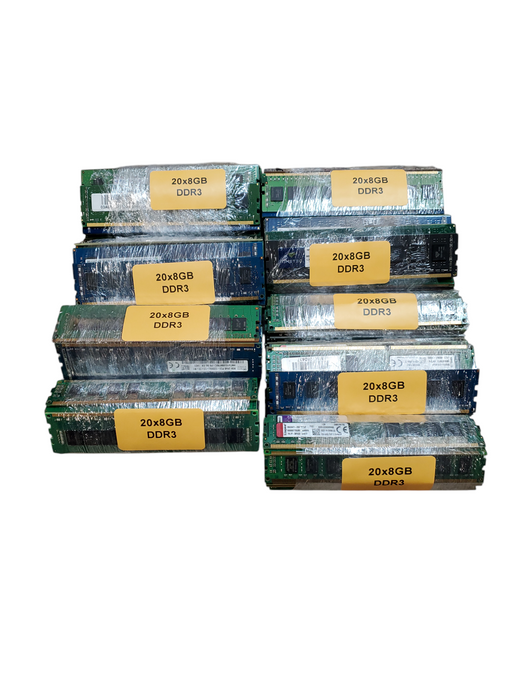 Lot of 180x , Assorted Brands 8GB DDR3 Desktop RAM NON-HEAT SINK