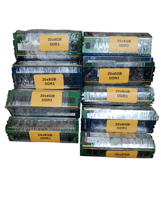 Lot of 180x , Assorted Brands 8GB DDR3 Desktop RAM NON-HEAT SINK