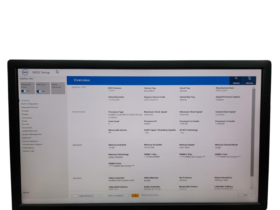 Dell Optiplex 7090 MT i5 - 10505 @ 3.20GHz 16GB DDR4 Ram No HDD