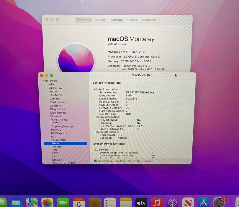 Apple MacBook Pro 15" 2019 i7-9750H Radeon Pro 560X 4GB 32GB RAM 1TB SSD READ!