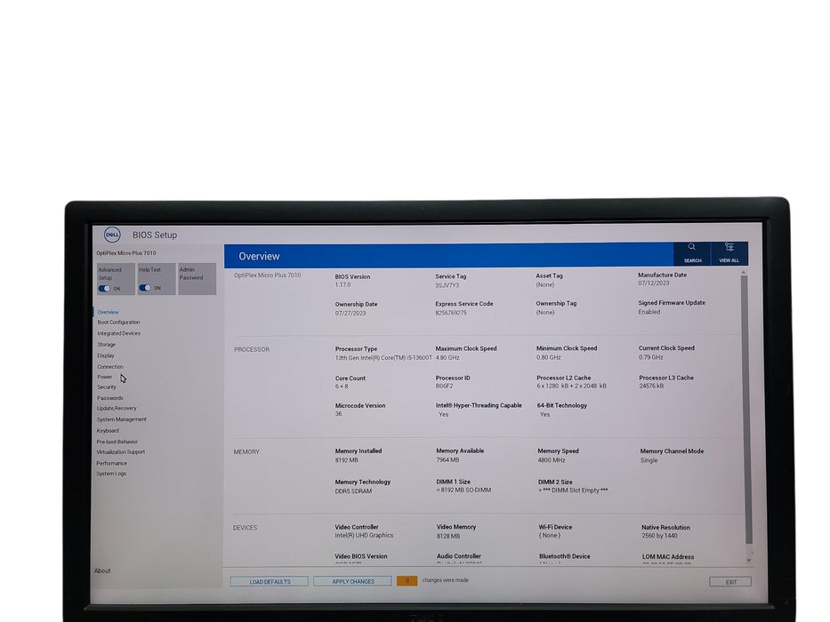 Dell Optiplex Micro Plus 7010 13th Gen i5 - 13600T 8GB DDR5 Ram No HDD