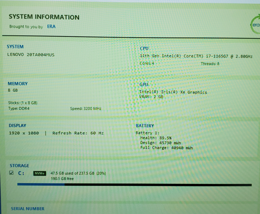 Lenovo ThinkPad E14 Gen 2 TOUCH i7-1165G7 8GB DDR4 256GB NVMe