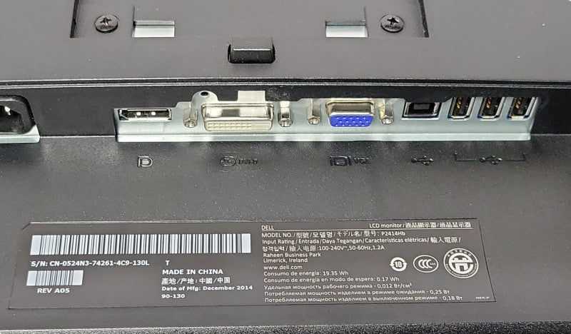 Dell Dell P2414Hb Monitor Backlit Full HD (1080p) 1920x1080 DVI VGA Display _
