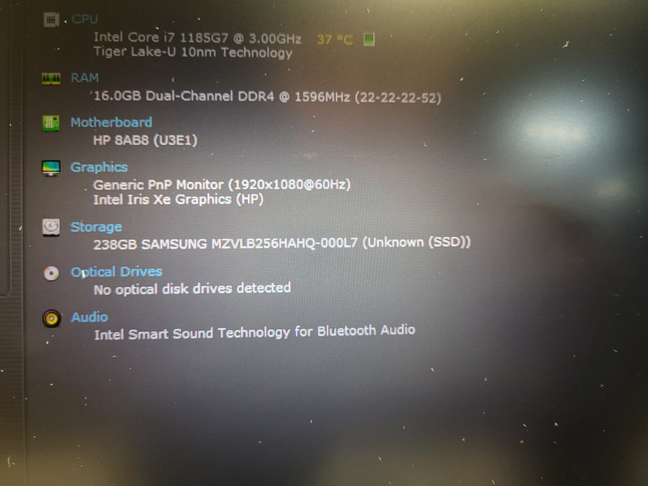 HP EliteBook 840 G8 14" i7-1185G7 16GB DDR4 256GB NVMe READ
