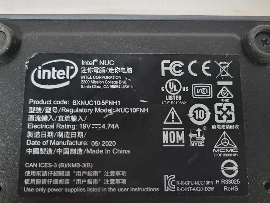 Intel NUC BXNUC10i5FNH1 Core i5-10210U 1.60GHz, 8GB RAM 256GB NVMe, READ