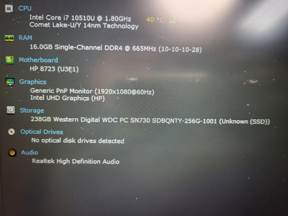 HP EliteBook 840 G7 14" i7-10510U 1.80GHz 16GB RAM 256GB NVMe READ