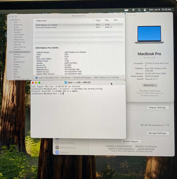 Apple MacBook Pro 16" 2019 i7-9750H Radeon Pro 5300M GPU 32GB RAM 1TB SSD READ