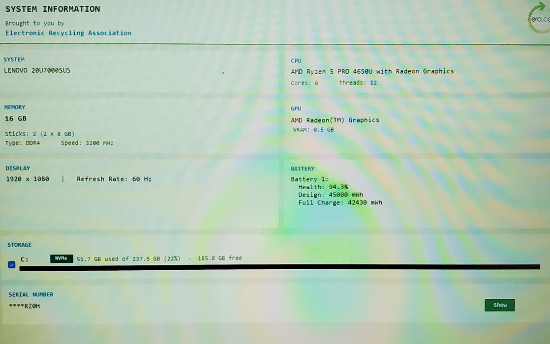 Lenovo ThinkPad L15 Gen 1 Ryzen 5 PRO 4650U 16GB DDR4 256GB NVMe READ