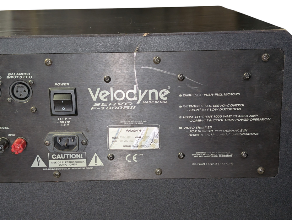 VELODYNE F-1800 RII 18 inch 600W RMS Subwoofer