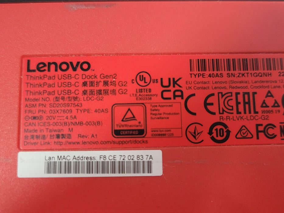 Lot of 3x Lenovo ThinkPad USB-C Dock Gen2 40AS docking stations