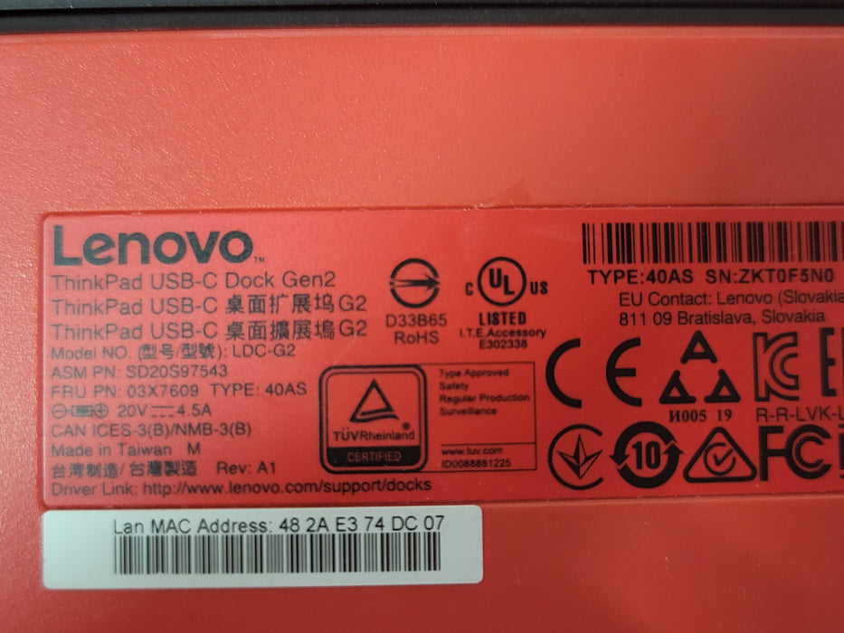 Lot of 3x Lenovo ThinkPad USB-C Dock Gen2 40AS docking stations