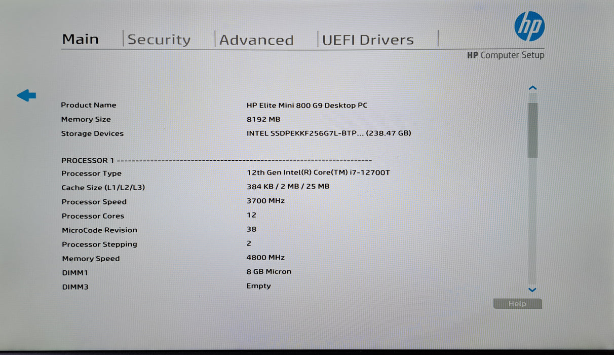 HP Elite Mini 800 G9 PC | Intel Core i7-12700T, 8GB DDR5, 256GB NVMe, Wi-Fi