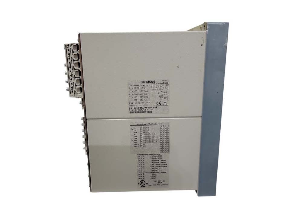 Siemens Siprotec 7UT63 Protection Relay 7UT6355-5EC91-1AA0/FF