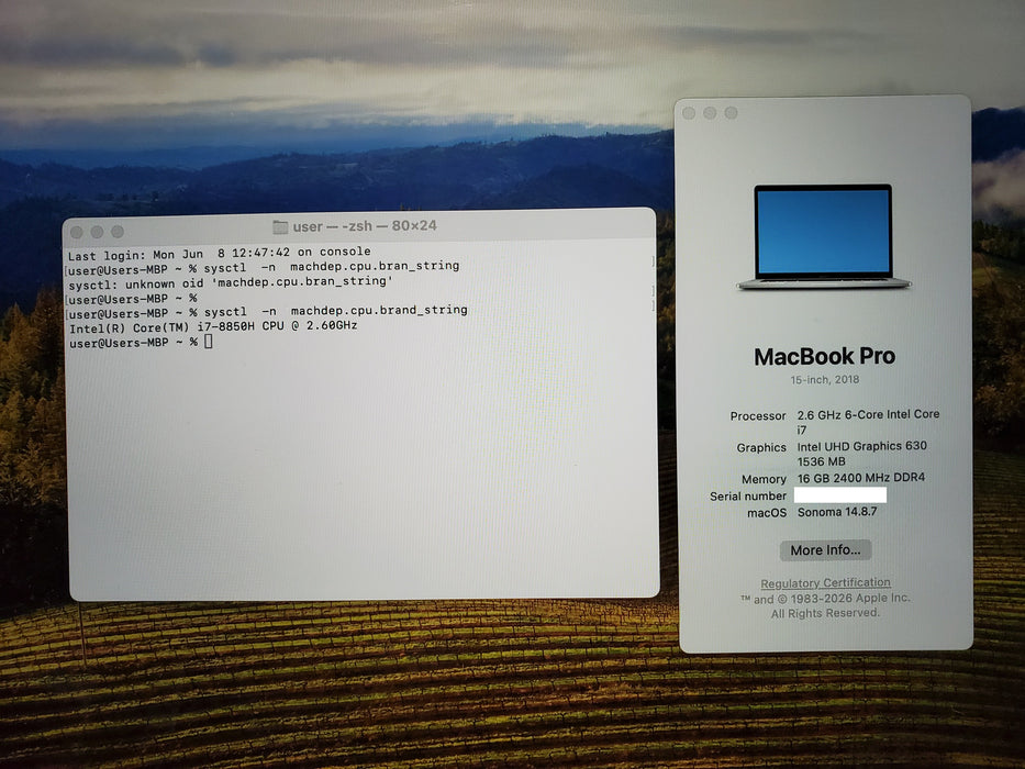 Apple Macbook Pro A1990 2018 15'' Core i7-8850HK 16GB RAM 512GB SSD