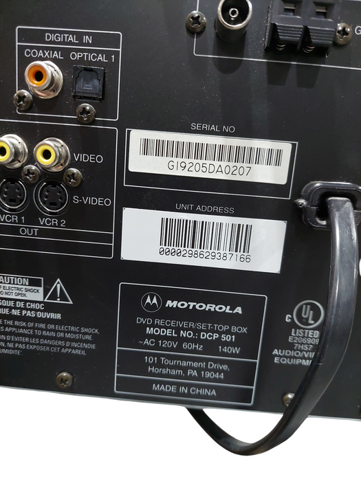 Motorola Home Theatre System Model: DCP501 DVD Receiver Set-Top Box