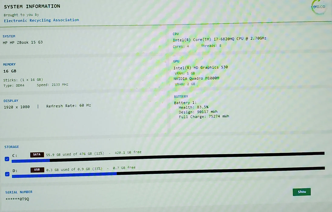HP ZBook Studio G3 15'' Intel i7-6820HQ 16GB RAM 512GB SSD