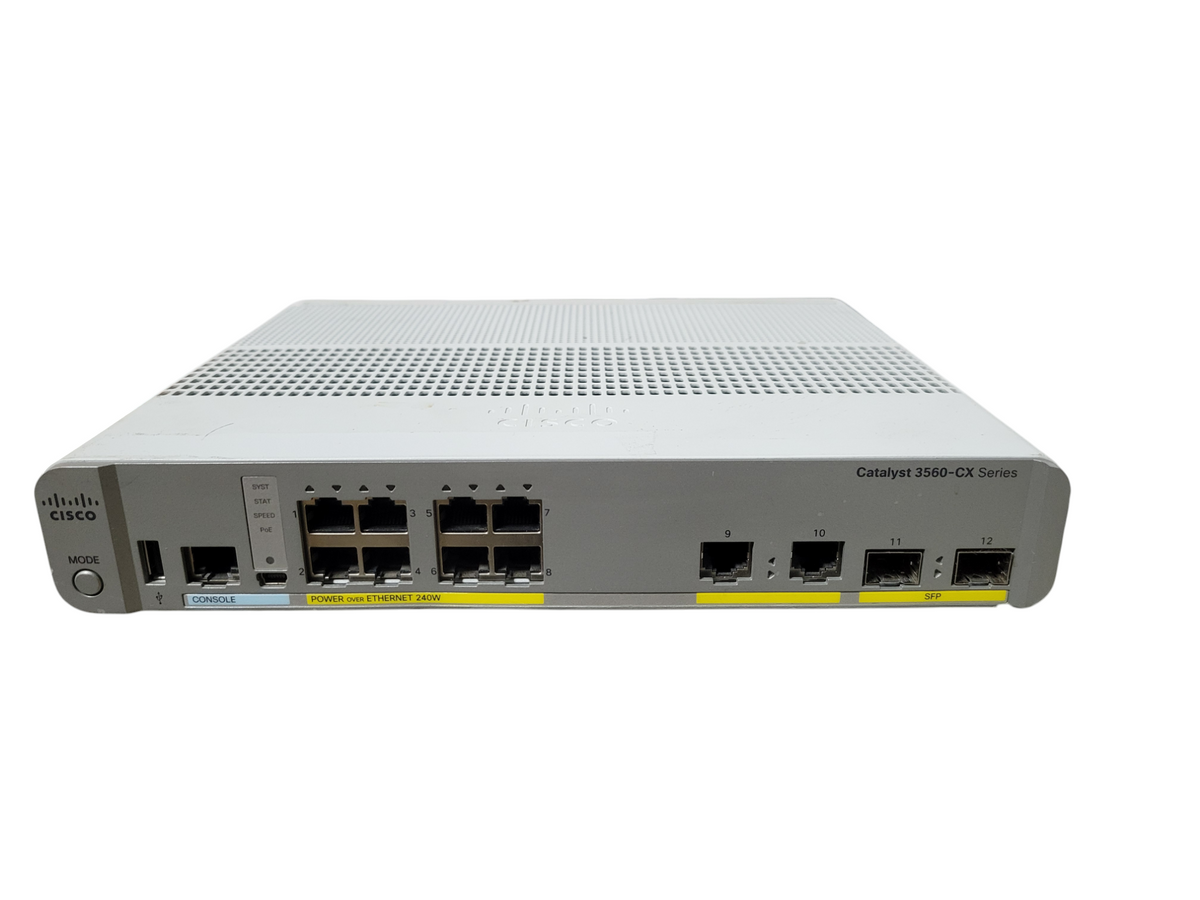 2台セット☆Cisco C3560CX-8XPD-S☆10GbE☆ケーブルつき Cisco WS-C3560CX-8PC-S V03 | 8-Port Gigabit PoE+ 240W Silent