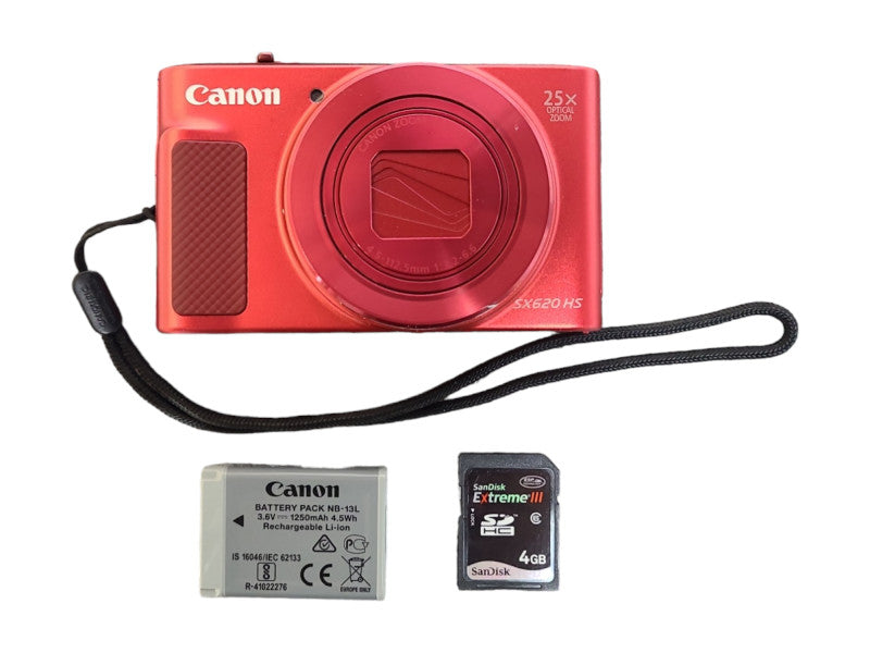 Canon PowerShot SX620 HS Red Compact Digital Camera w/ Battery & 4GB SD Card