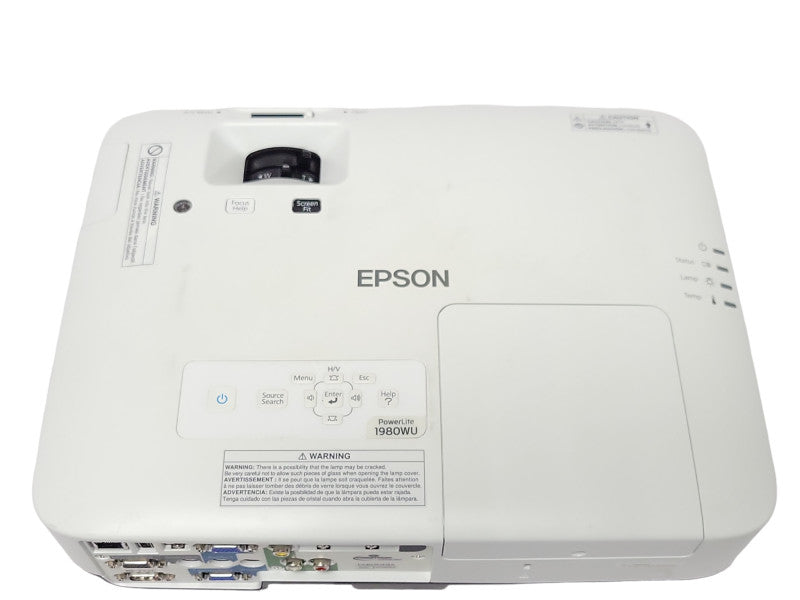 Epson PowerLite 1980WU WUXGA 3LCD Projector Lamp 382 Hrs, No Remote, READ _
