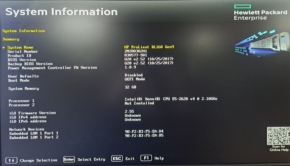 HP ProLiant DL160 Gen9 8x 2.5" | Xeon E5-2620 v4 @2.10GHz, 32GB DDR4, B140i RAID