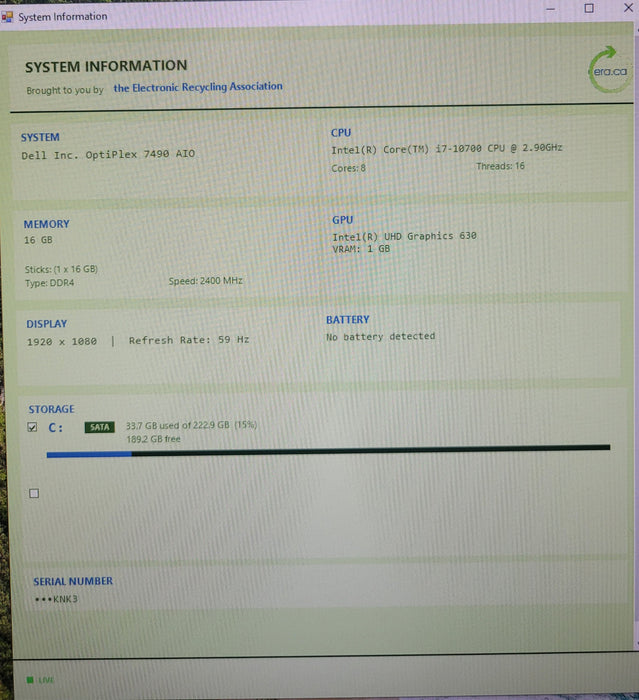 Dell OptiPlex 7480 AIO | i7-10700 @ 2.90GHz 16GB DDR4 256GB SSD