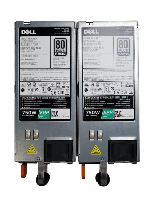 Lot 2x Dell E750E-S1 750W Dell Server PSU - DP/N: 0PJMDN