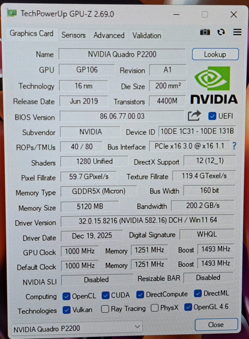 NVIDIA Quadro P2200 5GB GDDR5X Graphics Card | 4x DisplayPort
