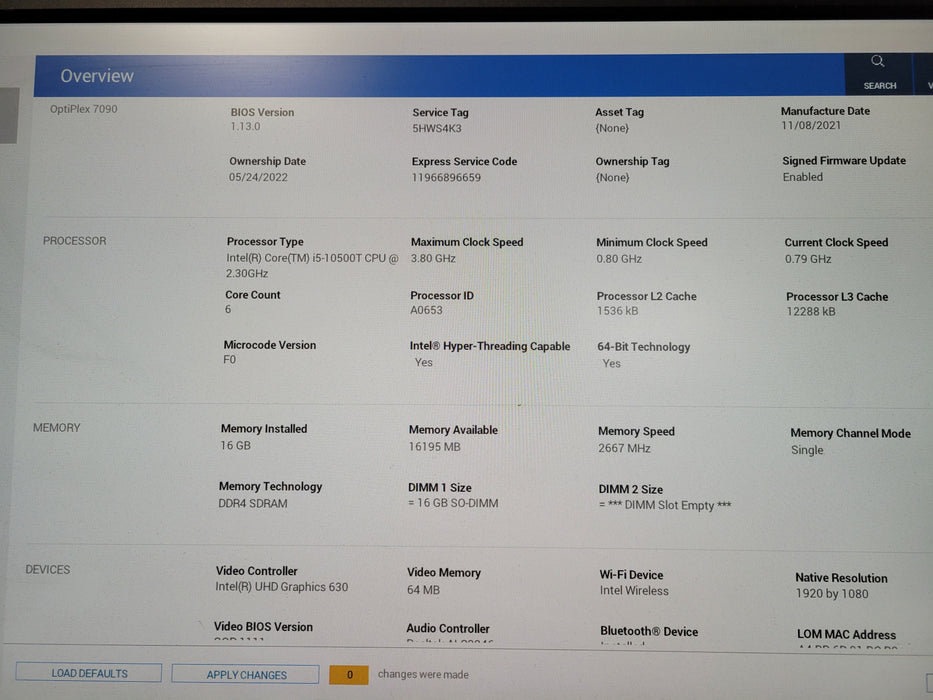 Dell OptiPlex 7090 Micro | Intel Core i5-10500T, 16GB DDR4, 256GB NVMe, Wi-Fi
