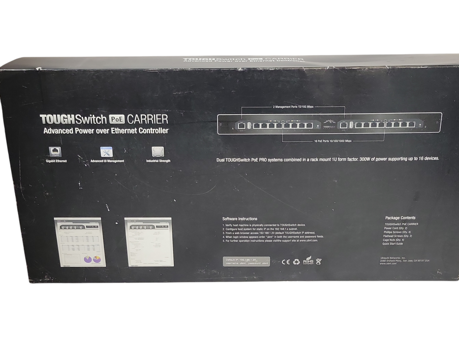 Lot of 2x Ubiquiti Networks TS-16-Carrier TOUGHSwitch Advanced PoE Controller