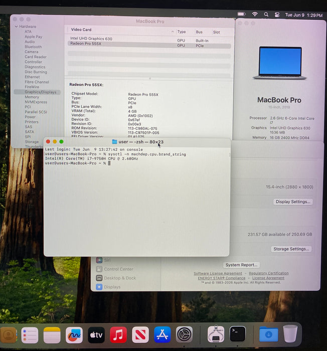 Apple MacBook Pro 15" 2019 i7-9750H 16GB 256SSD Bad LCD For Parts/Repair READ!