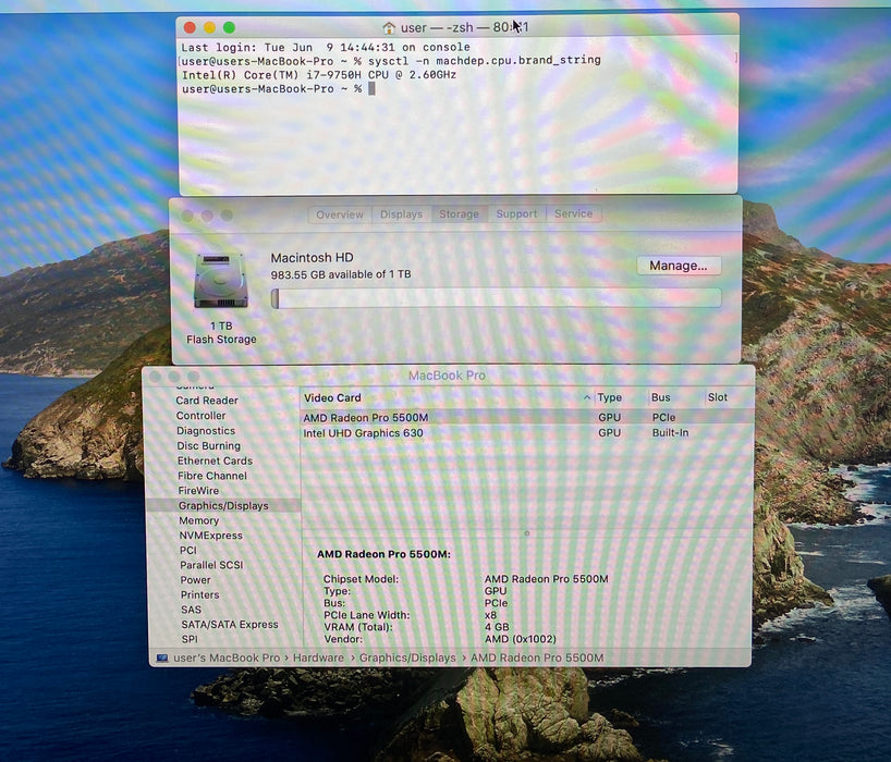 Apple MacBook Pro 16" 2019 i7-9750H Radeon Pro 5500M 32GB 1TB Bat Battery READ!