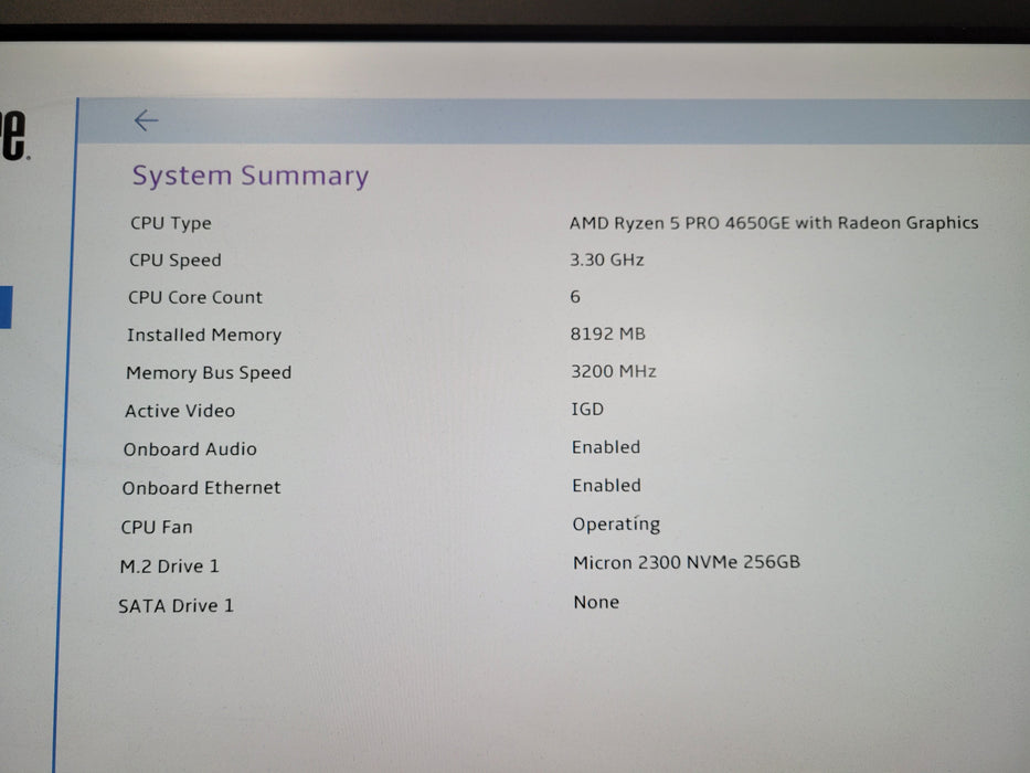 Lenovo ThinkCentre M75q Gen2 Ryzen 5 Pro 4650GE CPU 8GB RAM - 256GB NVMe