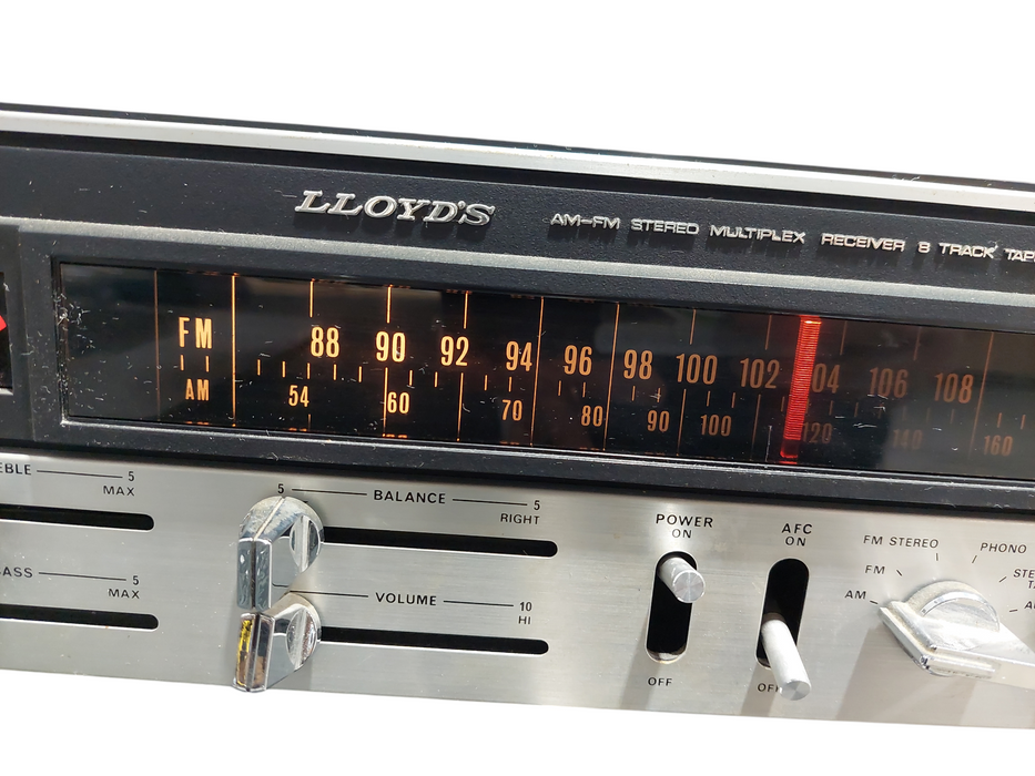 LLOYD'S am/fm Stereo Multiplex Receiver & 8-Track Tape Recorder Model: D614-07D