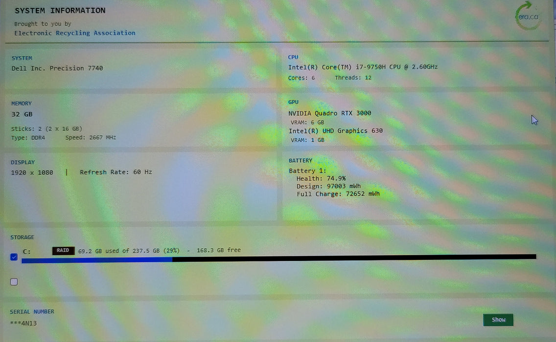Dell Precision 7740 i7-9750H 32GB DDR4 6GB RTX 3000 256GB NVMe 17"